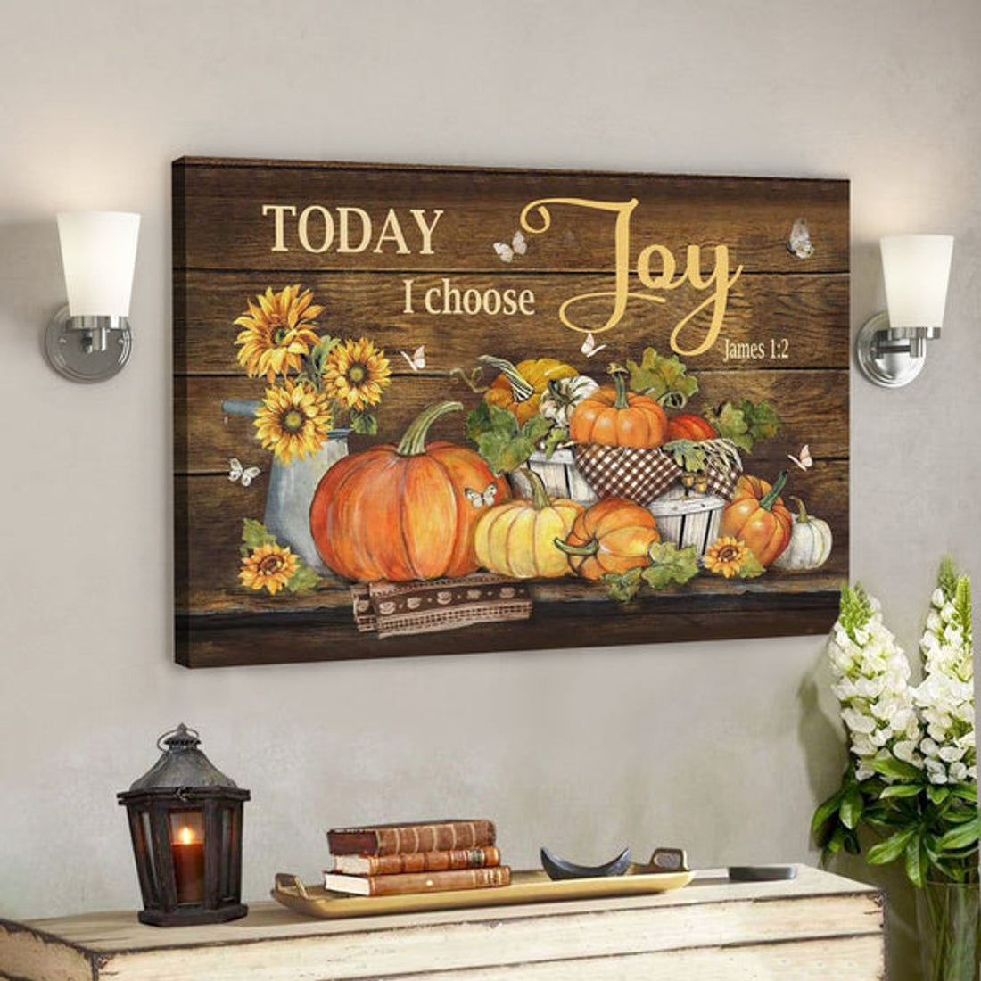 God Canvas Prints - Jesus Canvas Art - Today I Choose Joy James 12 Pumpkin Autumn Wall Art Canvas 
