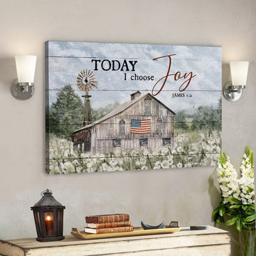 Dandelion Farm With Us Flag - Today I Choose Joy - Bible Verse Canvas - Scripture Canvas Wall Art 