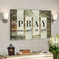 Bible Verse Canvas - Pray Praise Repent Ask Yield Canvas Print - Scripture Canvas Wall Art 