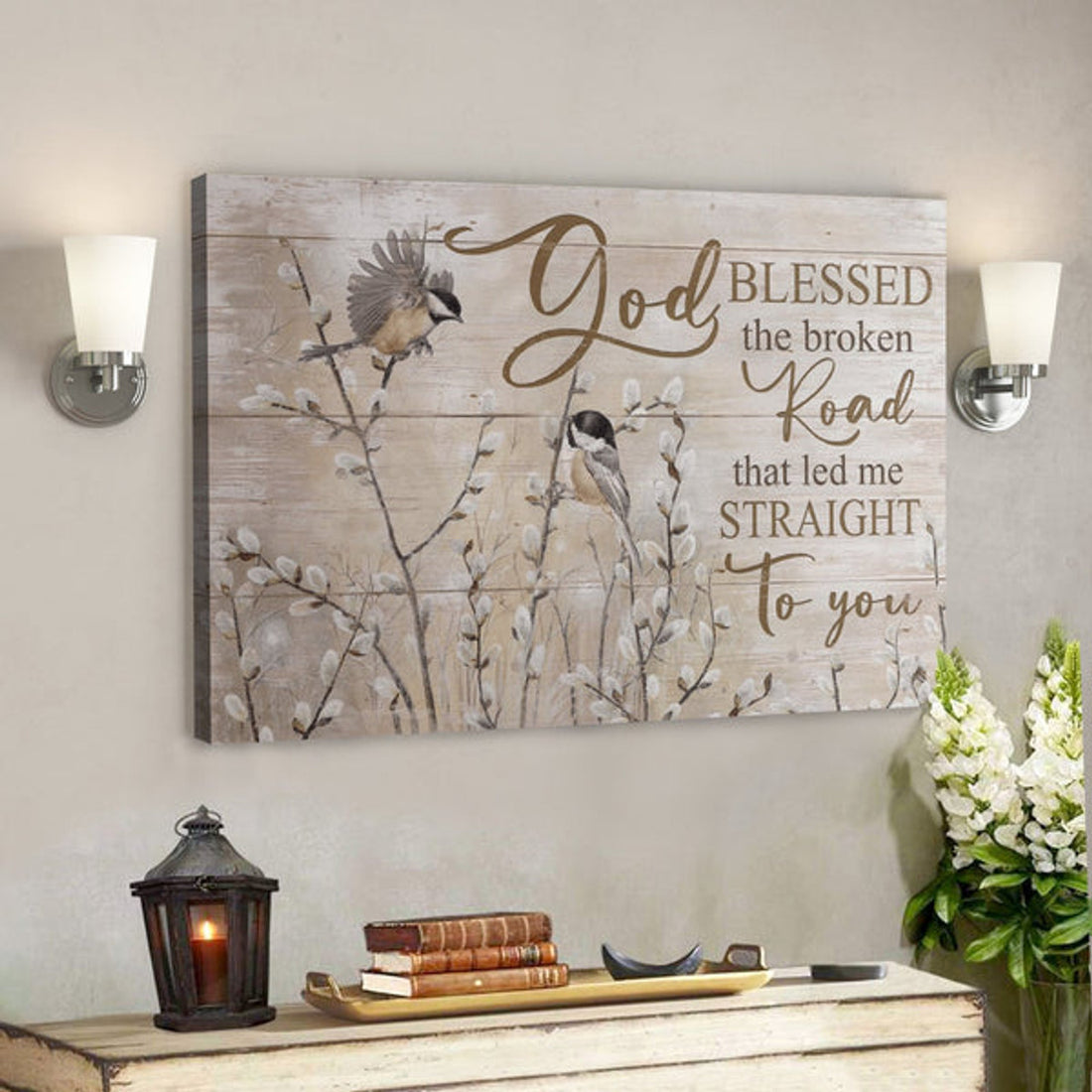 Bible Verse Wall Art Canvas - God Blessed The Broken Road Led Me To You Canvas 