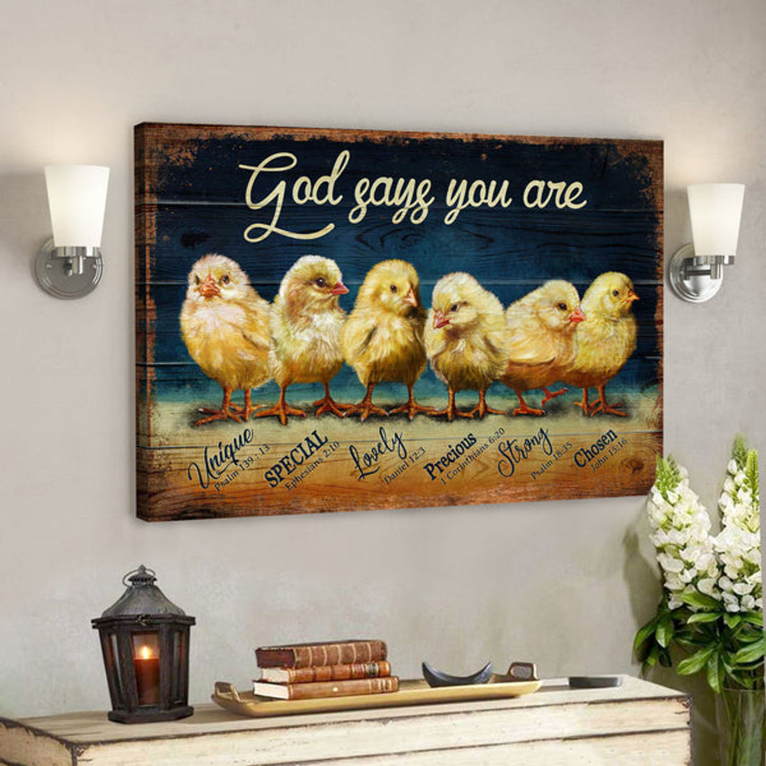 Chicks - God says you are - Bible Verse Canvas - Scripture Canvas Wall Art 