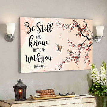 God Canvas - Bible Verse Canvas - Special Peach Blossom Christian Canvas - God Is With You - Scripture Canvas 