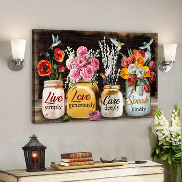 Live Simply Care Deeply And Speak Kindly Canvas Wall Art - Bible Verse Canvas - Scripture Canvas Wall Art 