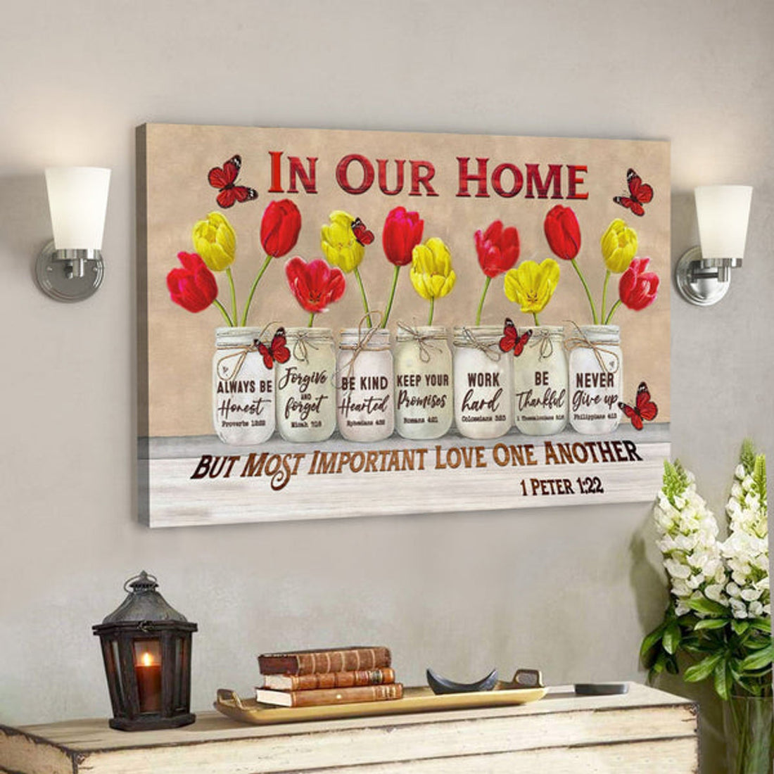 Bible Verse Canvas - Hourse Rules Wall Art - Scripture Canvas Wall Art 