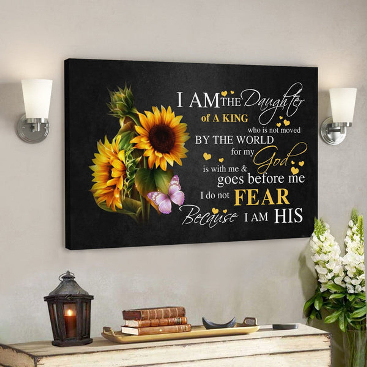 Bible Verse Canvas - Daughter Of King Canvas Wall Art - Scripture Canvas Wall Art 
