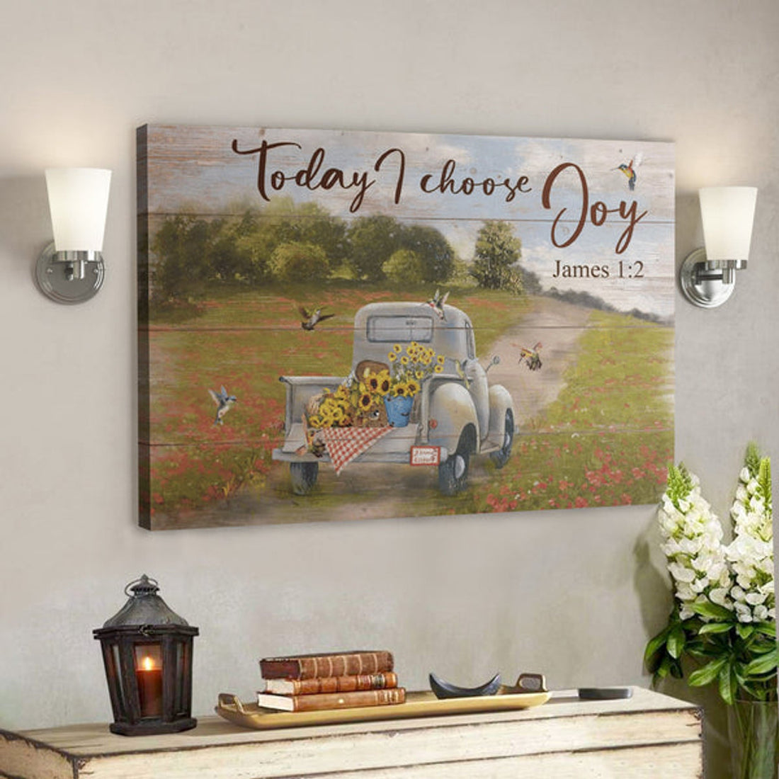 Bible Verse Wall Art Canvas - Beautiful Car - Today I Choose Joy Canvas 