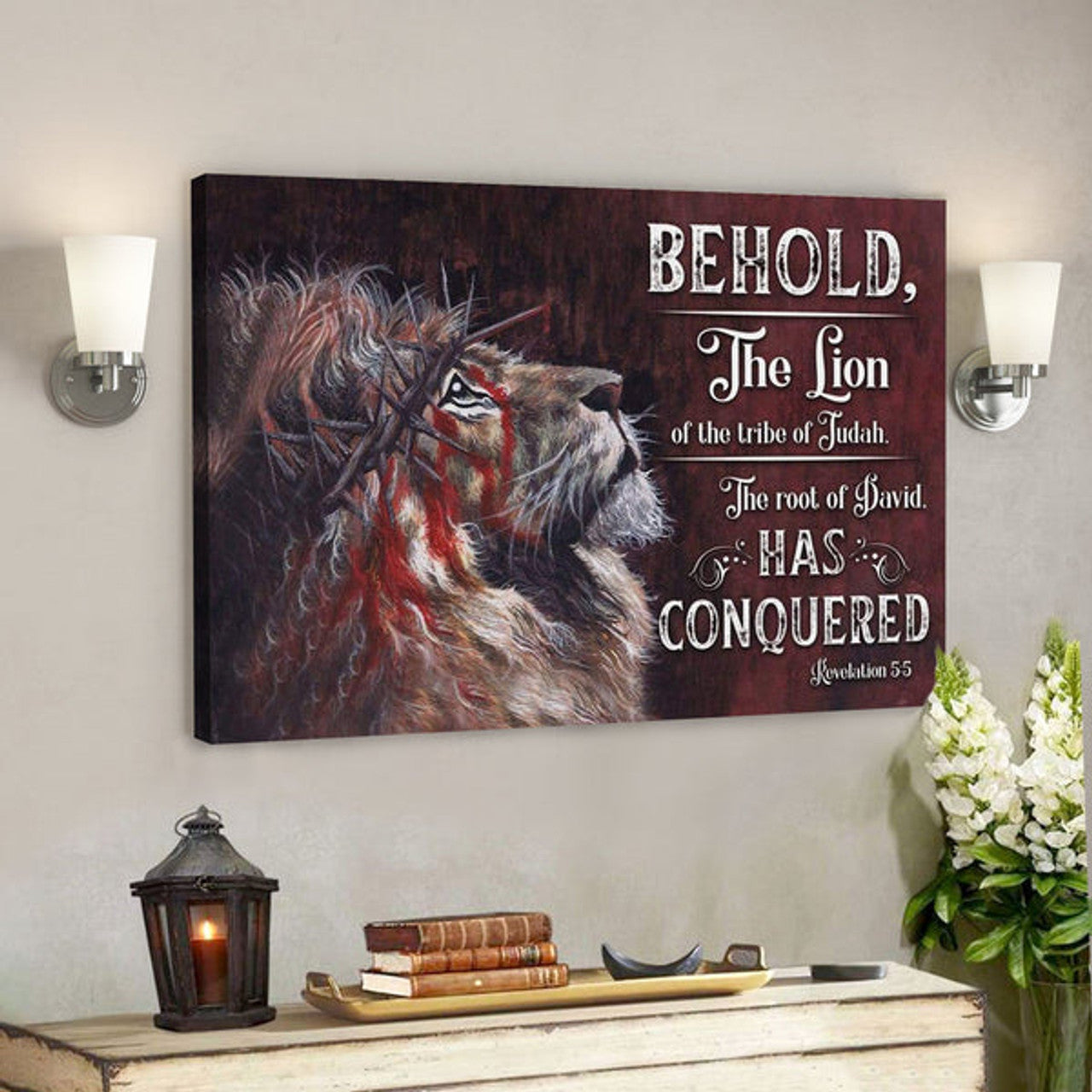 God Canvas Prints - Jesus Canvas Art - Revelation 55 Behold The Lion Of The Tribe Of Judah Canvas Wall Art 