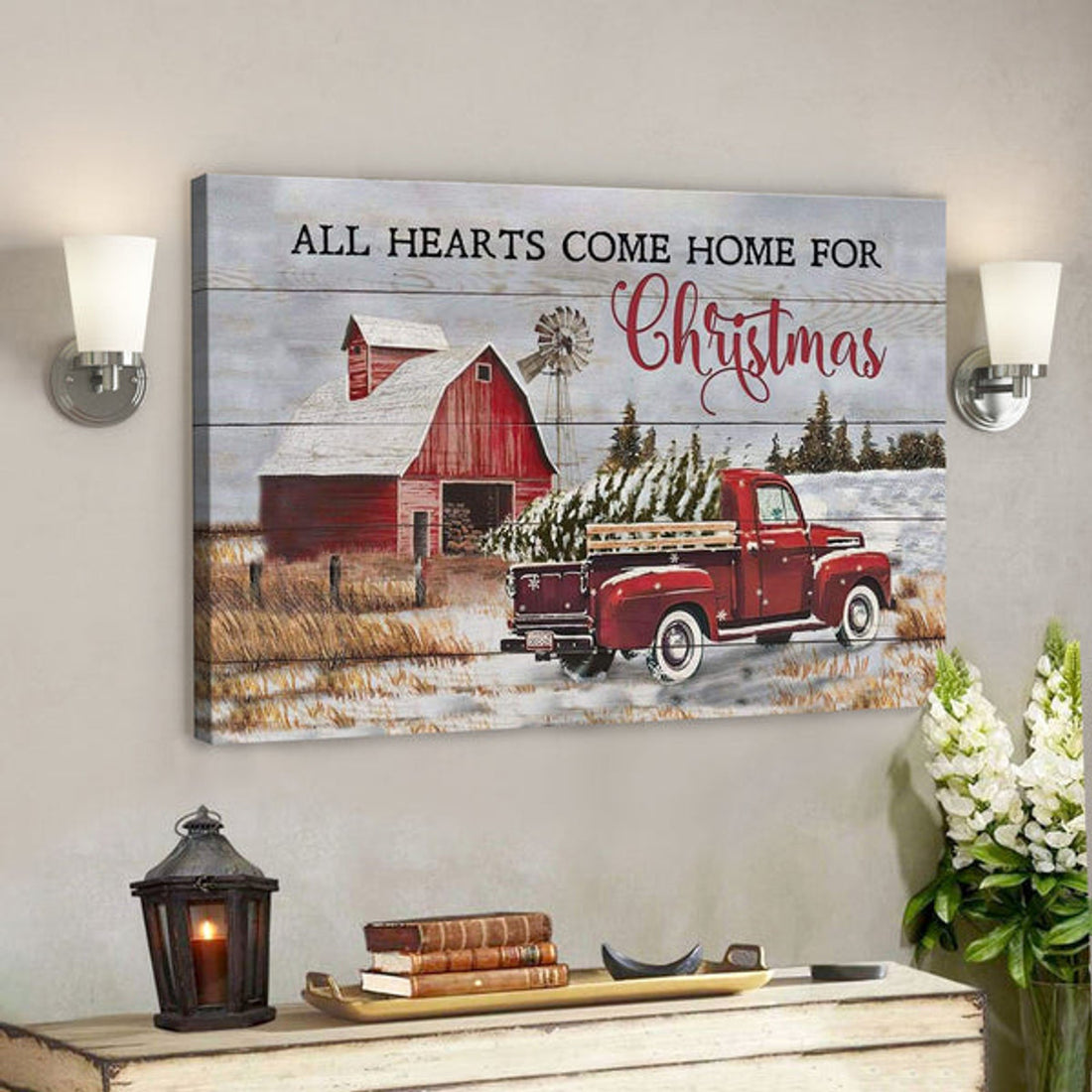 God Canvas Prints - Jesus Canvas Art - All Hearts Come Home For Christmas Wall Art Canvas Christian Christmas Gifts 
