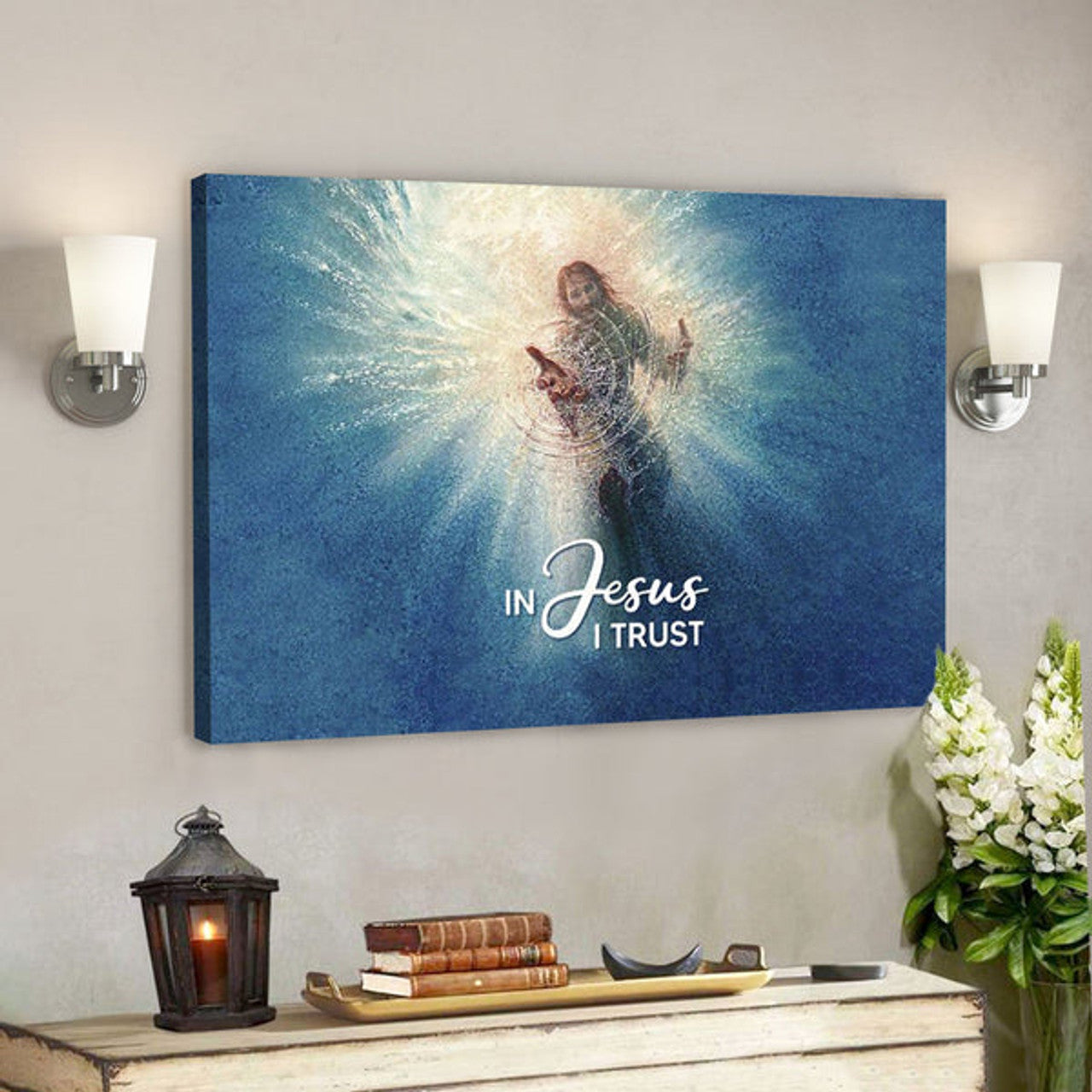 God Canvas - Bible Verse Canvas - In Jesus I Trust - Meaningful Horizontal Canvas - Scripture Canvas 