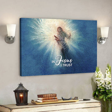 God Canvas - Bible Verse Canvas - In Jesus I Trust - Meaningful Horizontal Canvas - Scripture Canvas 