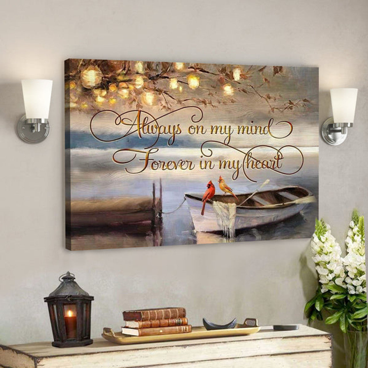 Canvas – Cardinal – Forever In My Heart - Bible Verse Canvas - Scripture Canvas Wall Art 