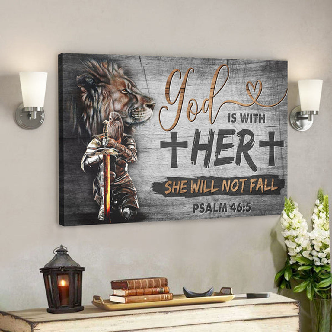 Woman Warrior - God Is With Her - Bible Verse Canvas - Scripture Canvas Wall Art 