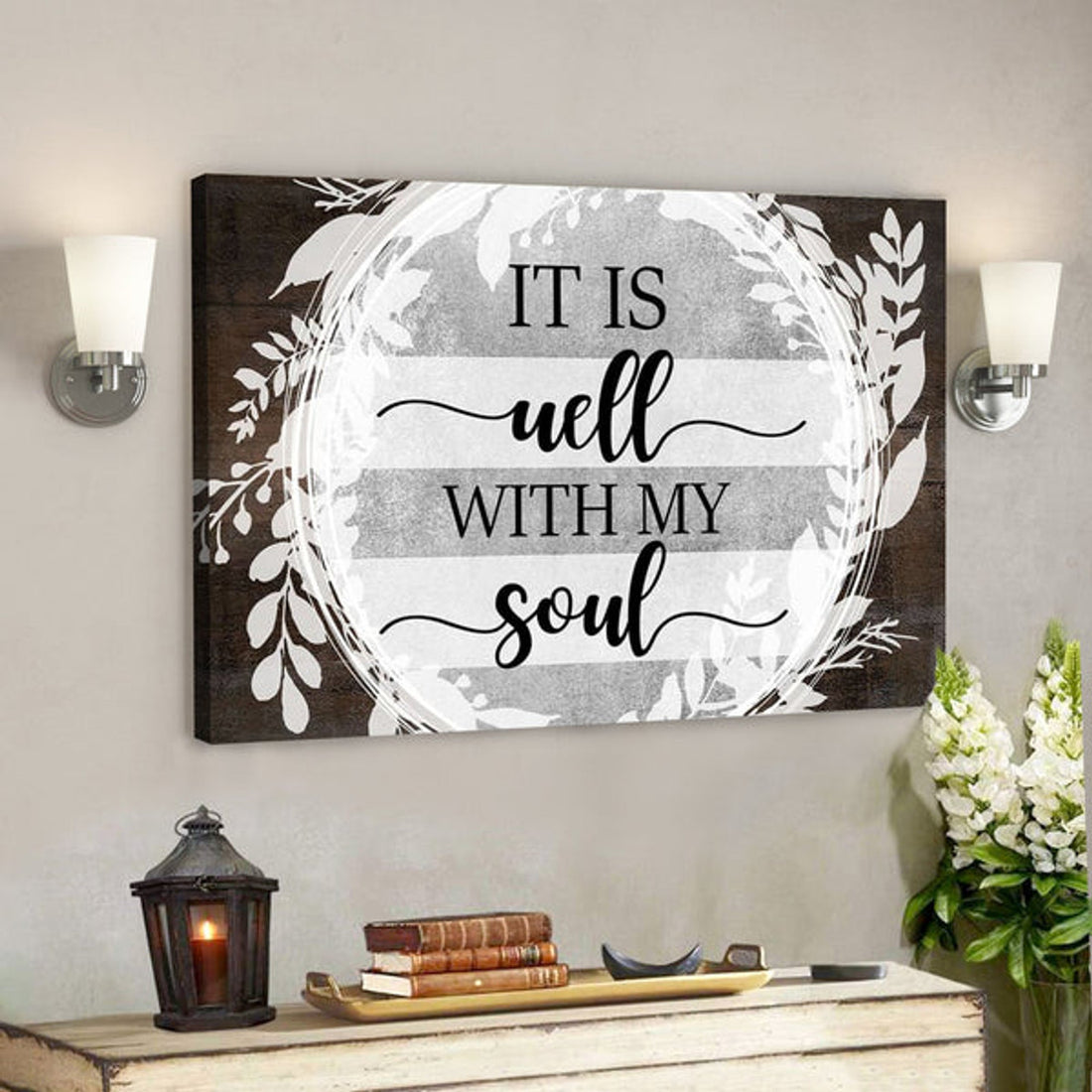 Bible Verse Canvas - It Is Well With My Soul Canvas Wall Art - Christian Hymn Lyrics Canvas - Scripture Canvas Wall Art 