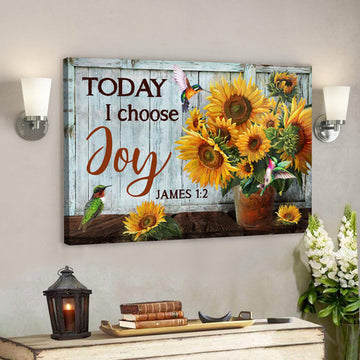 Bible Verse Canvas - Sunflower Pot - Today I Choose Joy Canvas Wall Art - Scripture Canvas Wall Art