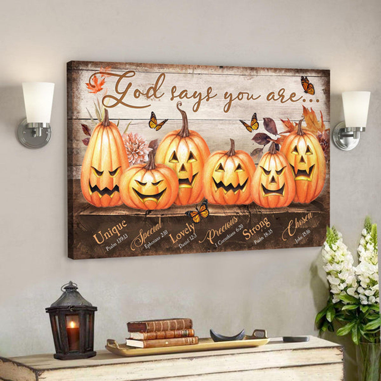 Pumpkin - God Says You Are Canvas Wall Art - Bible Verse Canvas - Scripture Canvas Wall Art 