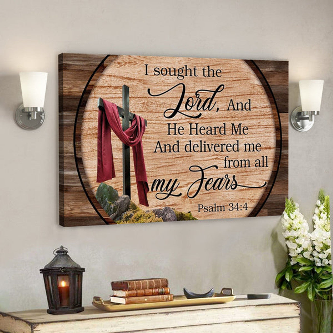 Bible Verse Canvas - Psalm 344 I Sought The Lord And He Heard Me Canvas Art - Scripture Canvas Wall Art 
