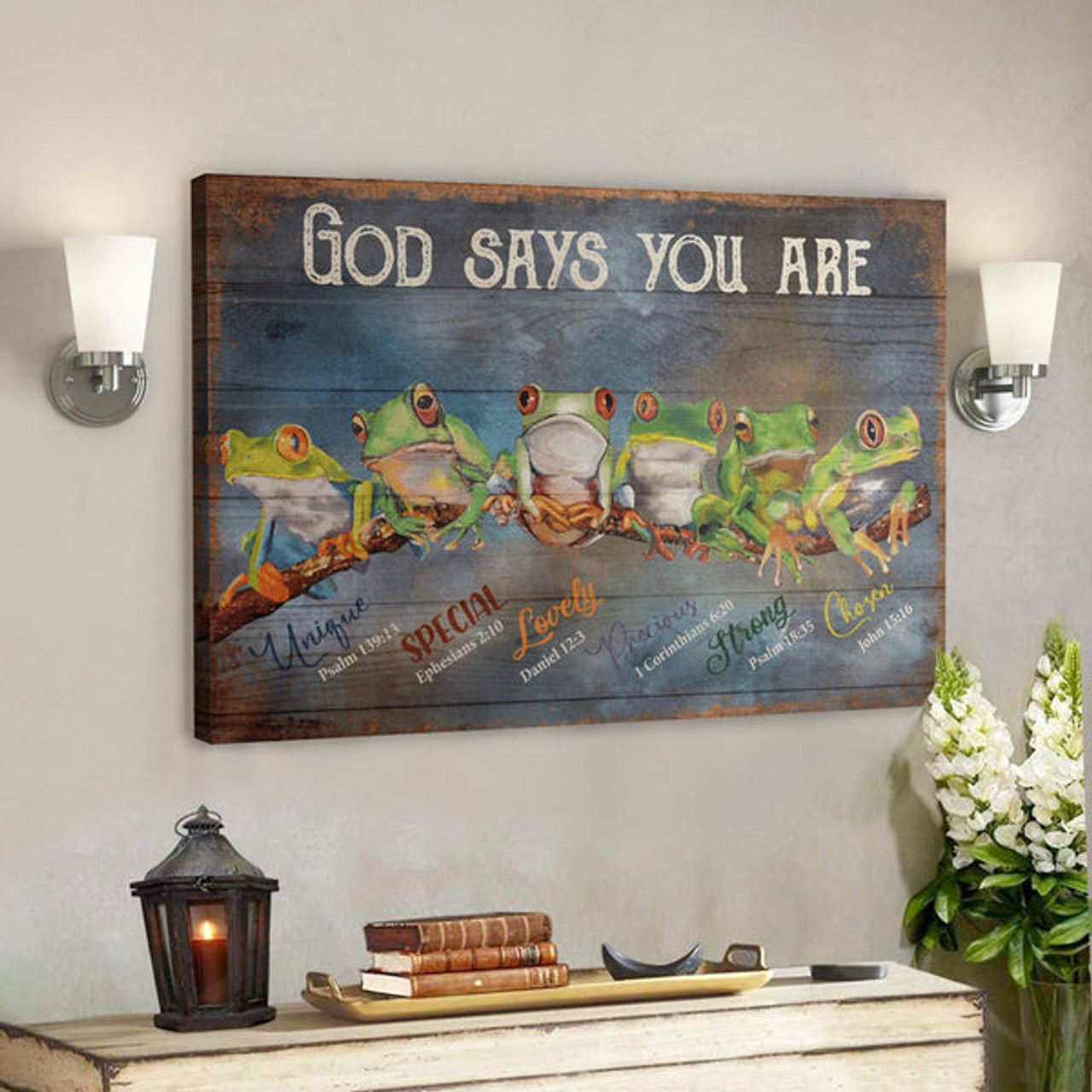 Bible Verse Wall Art Canvas - Frog - God Says You Are Canvas 