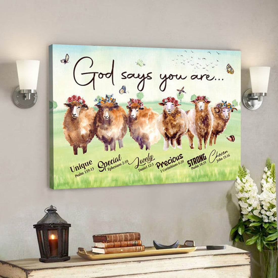 God Canvas - Bible Verse Canvas - God Says You Are Chosen - Lovely Lamb Canvas - Scripture Canvas 