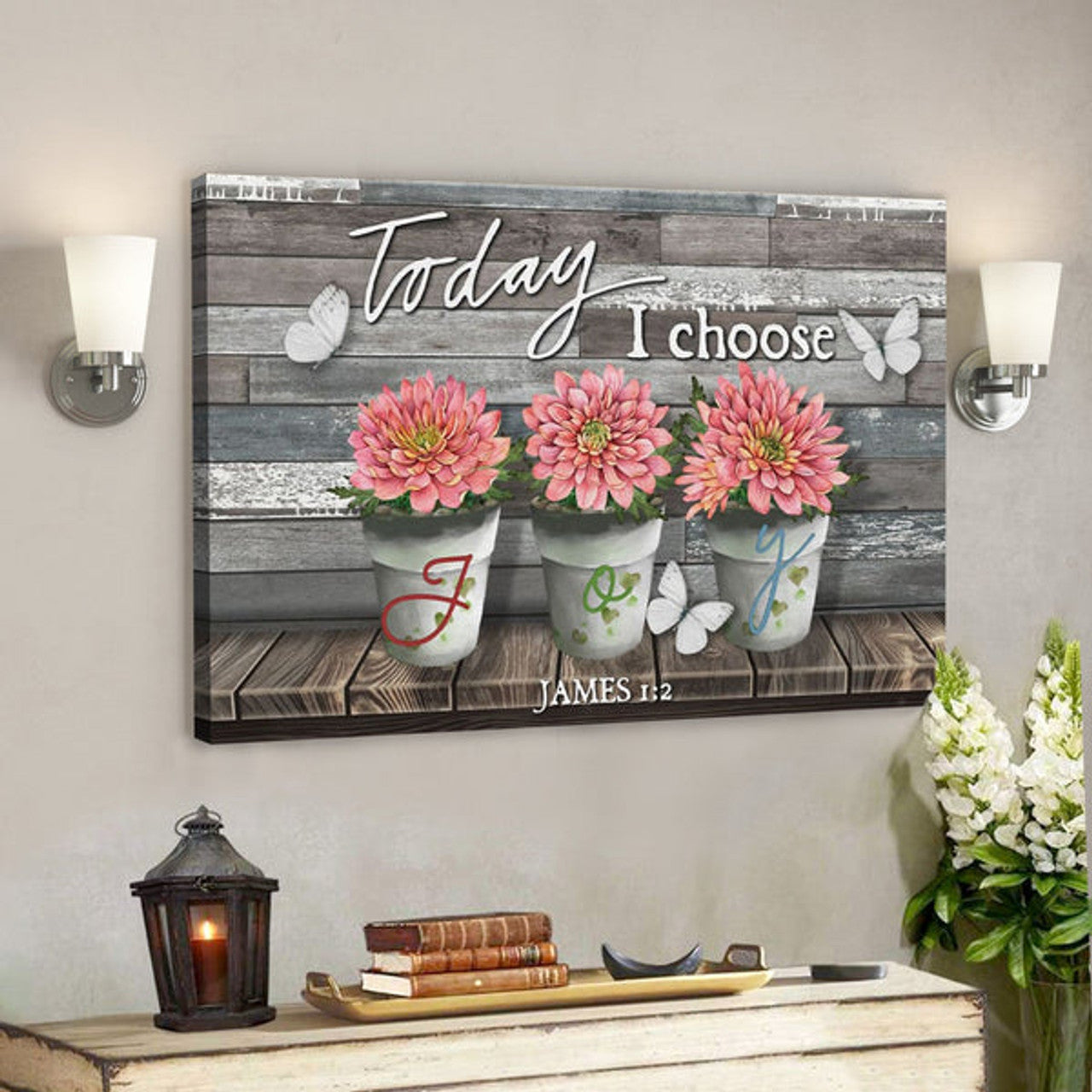 Bible Verse Canvas - Today I Choose Joy James 12 Canvas Wall Art - Scripture Canvas Wall Art 