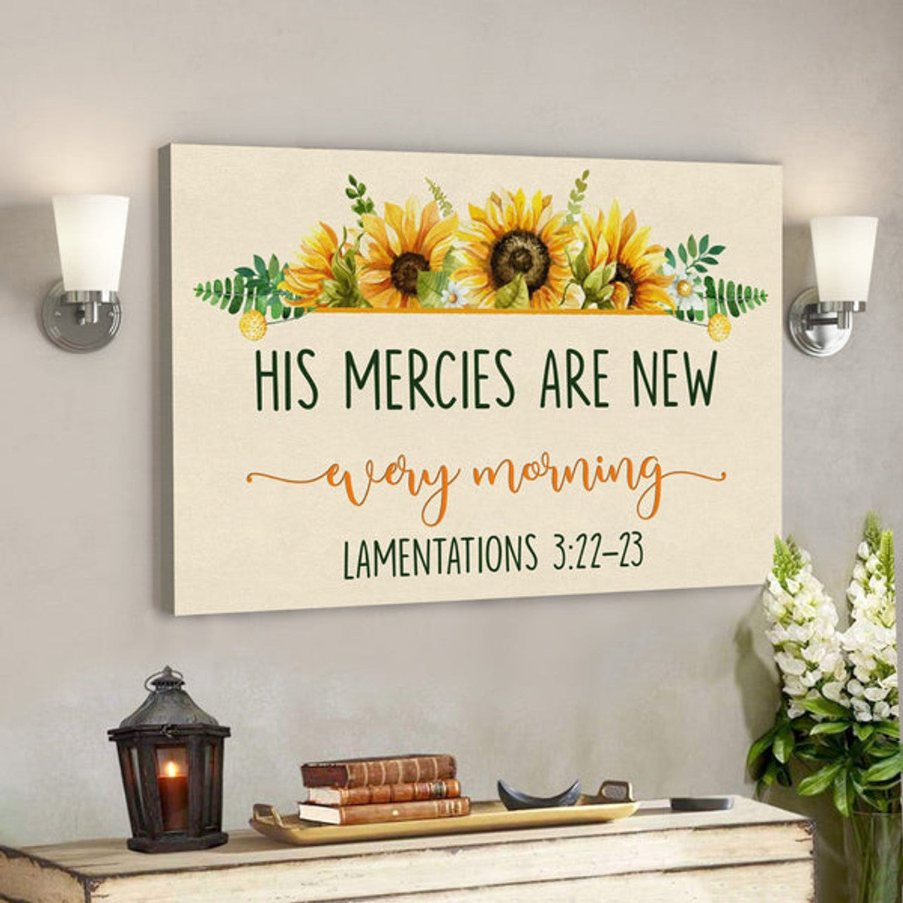 Bible Verse Canvas - His Mercies Are New Every Morning Lamentations 322-23 Canvas - Scripture Canvas Wall Art 