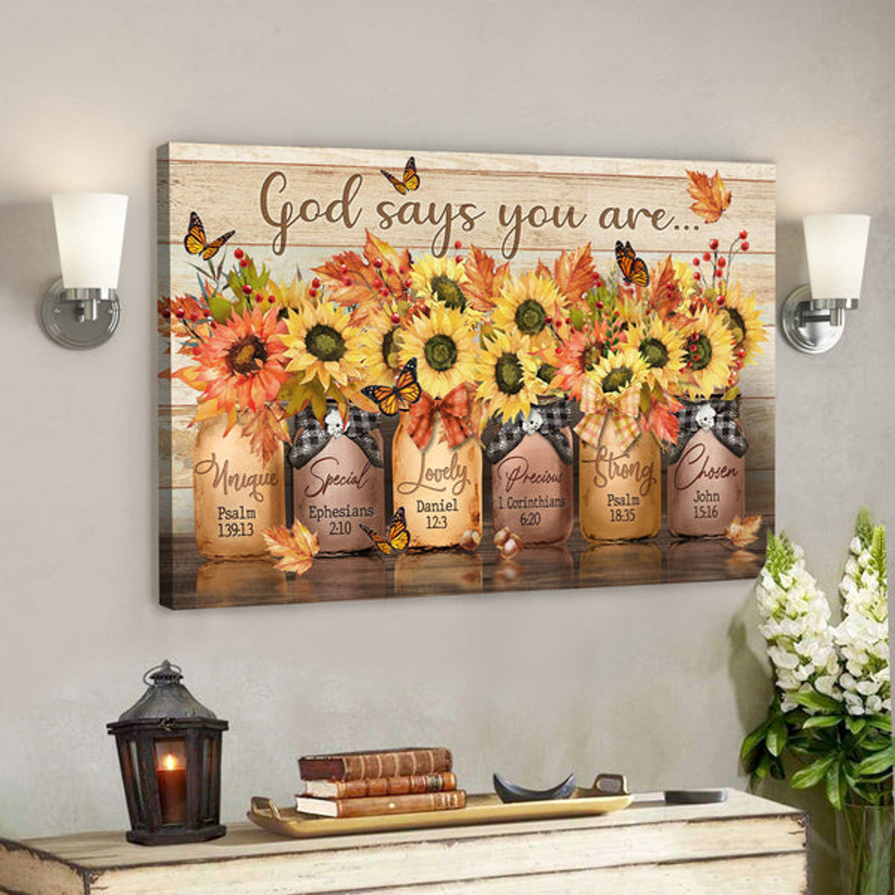 Bible Verse Canvas - Autumn Sunflower - God Says You Are Canvas Wall Art - Scripture Canvas Wall Art
