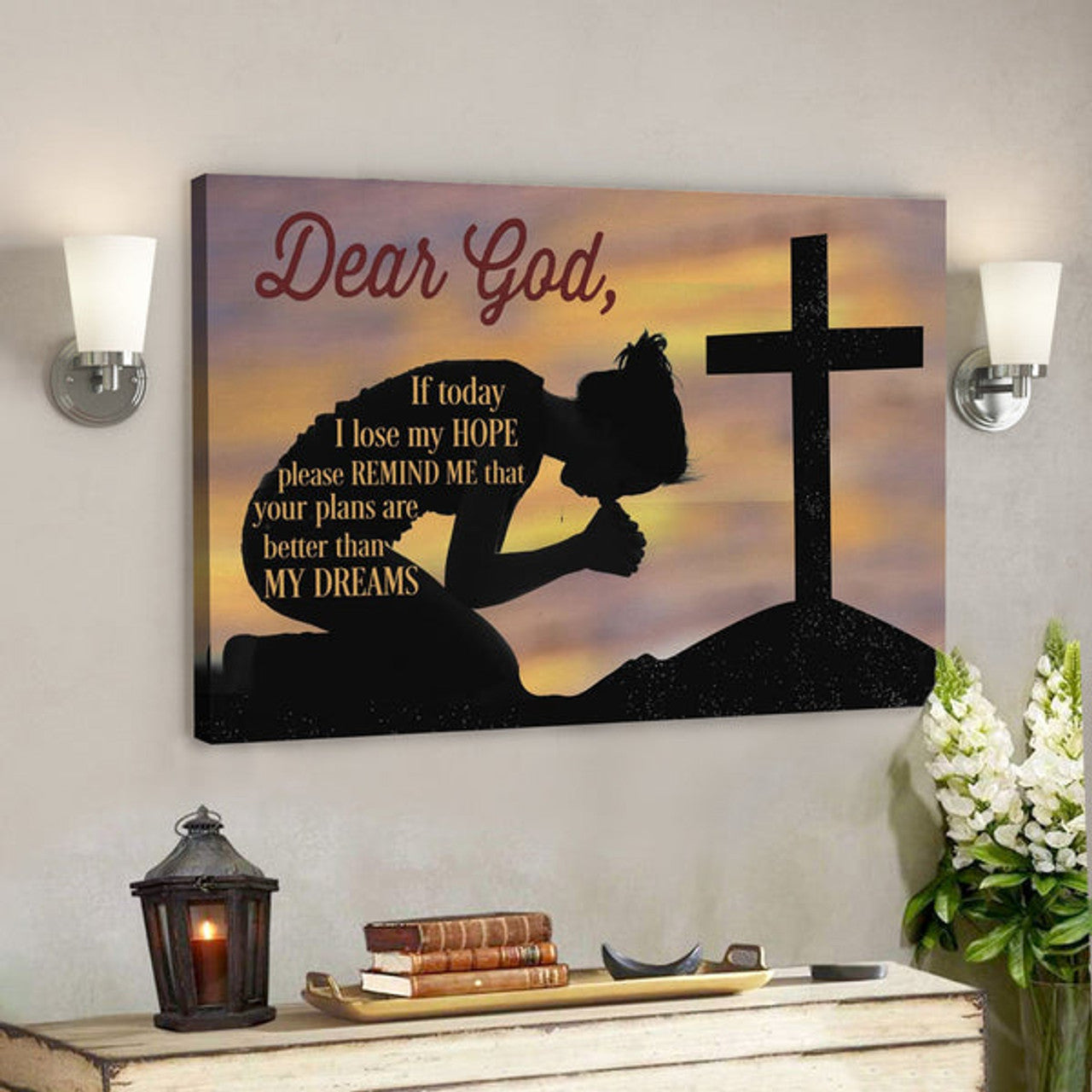 Bible Verse Canvas - Dear God If Today I Lose My Hope Canvas - Scripture Canvas Wall Art 