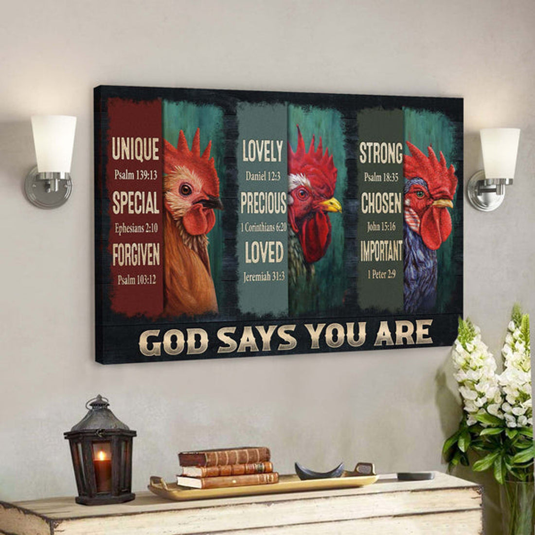Amazing Chicken - God Says You Are Canvas Wall Art - Bible Verse Canvas - Scripture Canvas Wall Art 