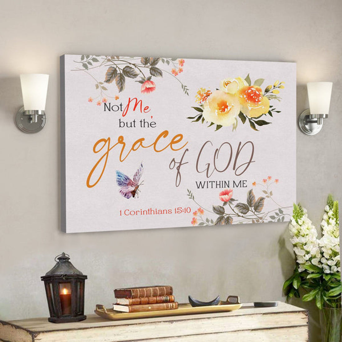 Bible Verse Canvas - 1 Corinthians 1510 Not Me But The Grace Of God Within Me Canvas - Scripture Canvas Wall Art 
