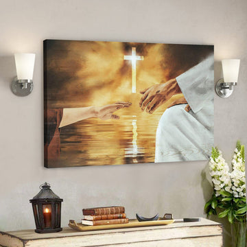 Shining Cross - Reach Out Your Hand - Bible Verse Canvas - Scripture Canvas Wall Art 