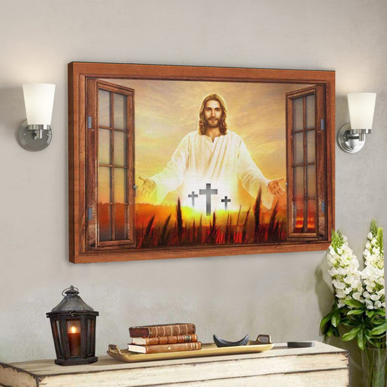 Jesus With Open Arms Christian Wall Art Canvas - Bible Verse Canvas - Scripture Canvas Wall Art 