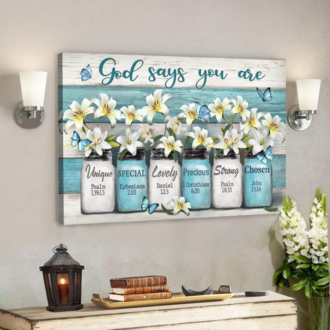 Lily Flower - God Says You Are Canvas Wall Art - Bible Verse Canvas - Scripture Canvas Wall Art 