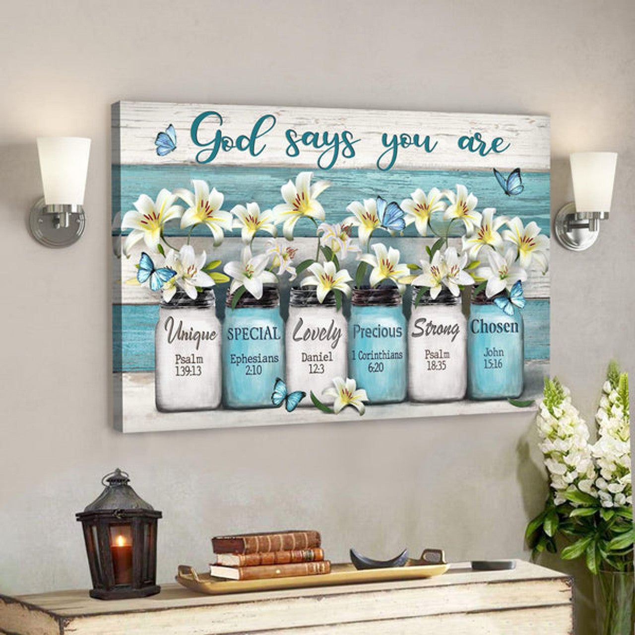 Lily Flower - God Says You Are Canvas Wall Art - Bible Verse Canvas - Scripture Canvas Wall Art 