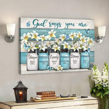 Lily Flower - God Says You Are Canvas Wall Art - Bible Verse Canvas - Scripture Canvas Wall Art 