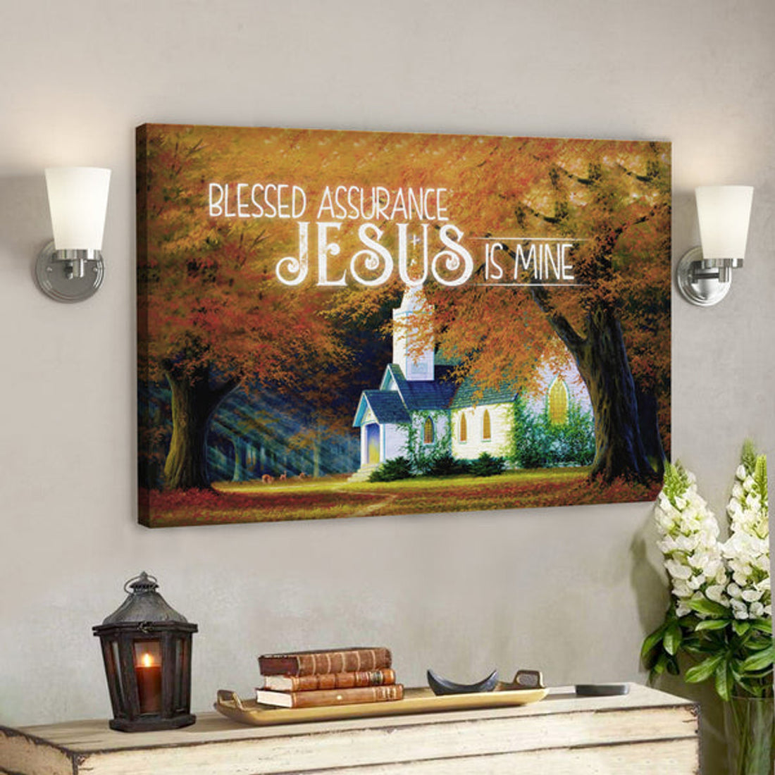Bible Verse Canvas - Blessed Assurance Jesus Is Mine Canvas Wall Art - Scripture Canvas Wall Art 