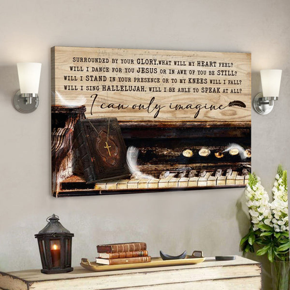 Christian Canvas Wall Art - Piano Painting - The Holy Bible - I Can Only Imagine 