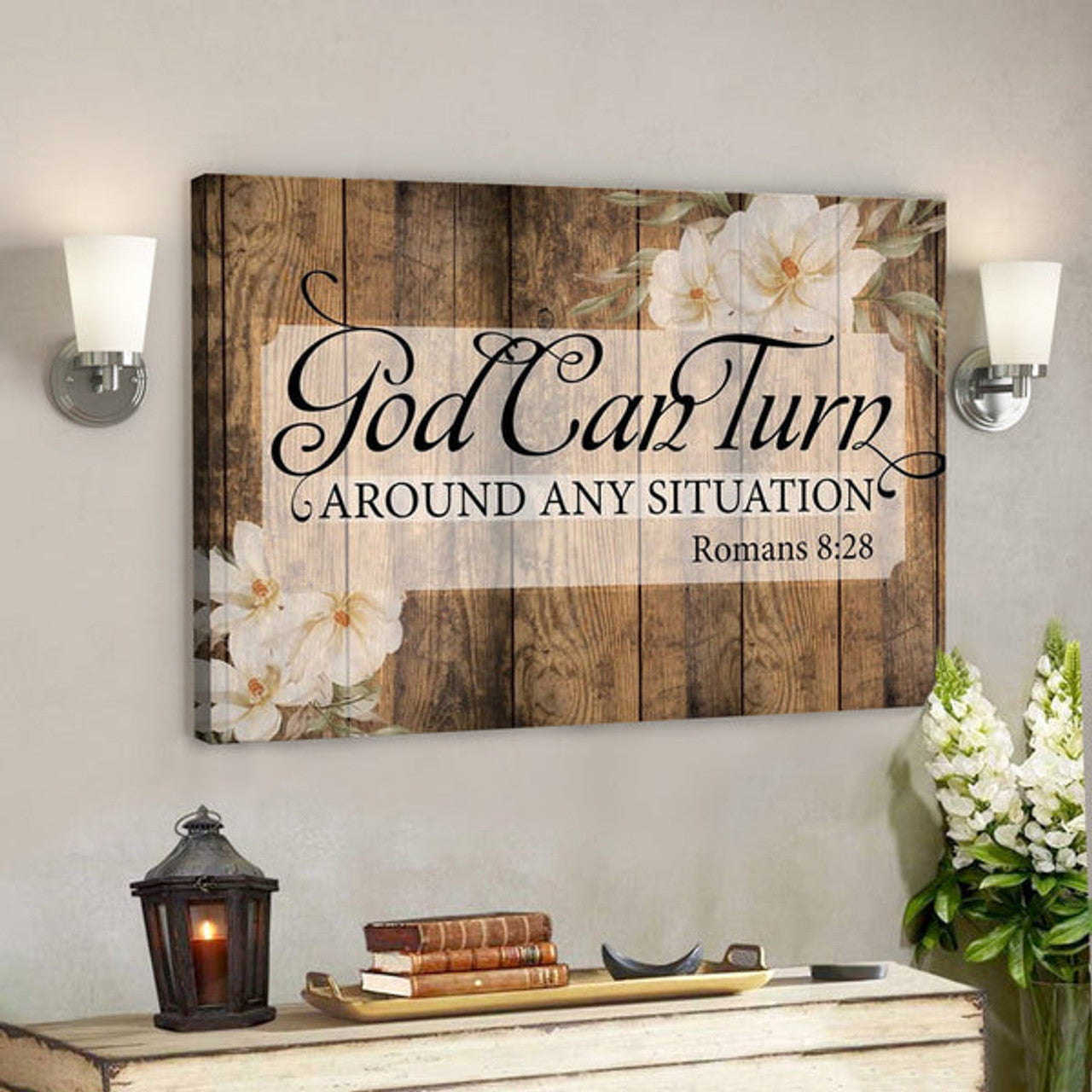 Bible Verse Canvas - God Can Turn Around Any Situation Canvas Art - Scripture Canvas Wall Art 