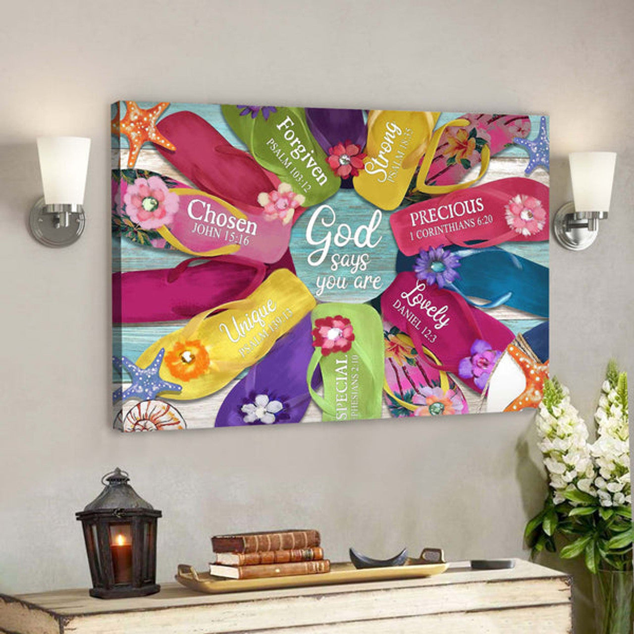 Colorful Summer - God Says You Are Canvas Wall Art - Bible Verse Canvas - Scripture Canvas Wall Art 