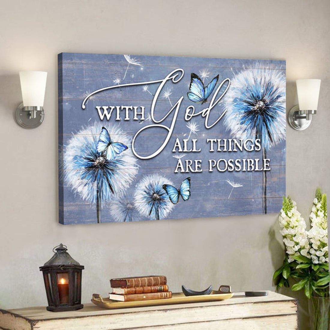 With God Every Are Possible - Bible Verse Canvas - Scripture Canvas Wall Art 