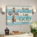 Bible Verse Canvas - Seashell Cross Be Still And Know Psalm 4610 Wall Art Canvas - Scripture Canvas Wall Art 