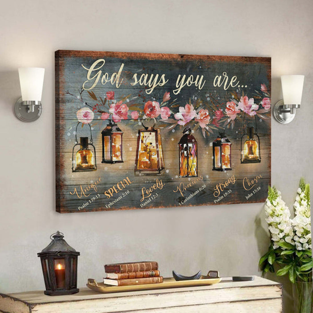 Beautiful Old Lamps - God Says You Are Canvas Wall Art - Bible Verse Canvas - Scripture Canvas Wall Art 