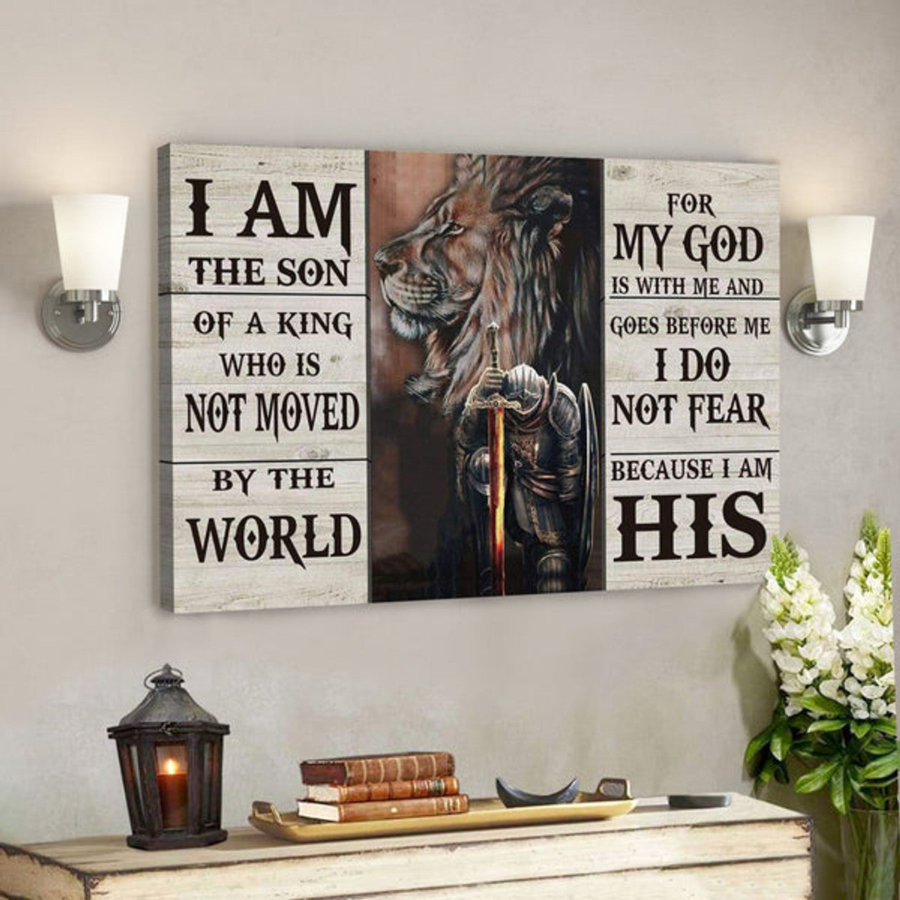 Lion And Warrior Canvas - I Am The Son Of A King Wall Art Decor 