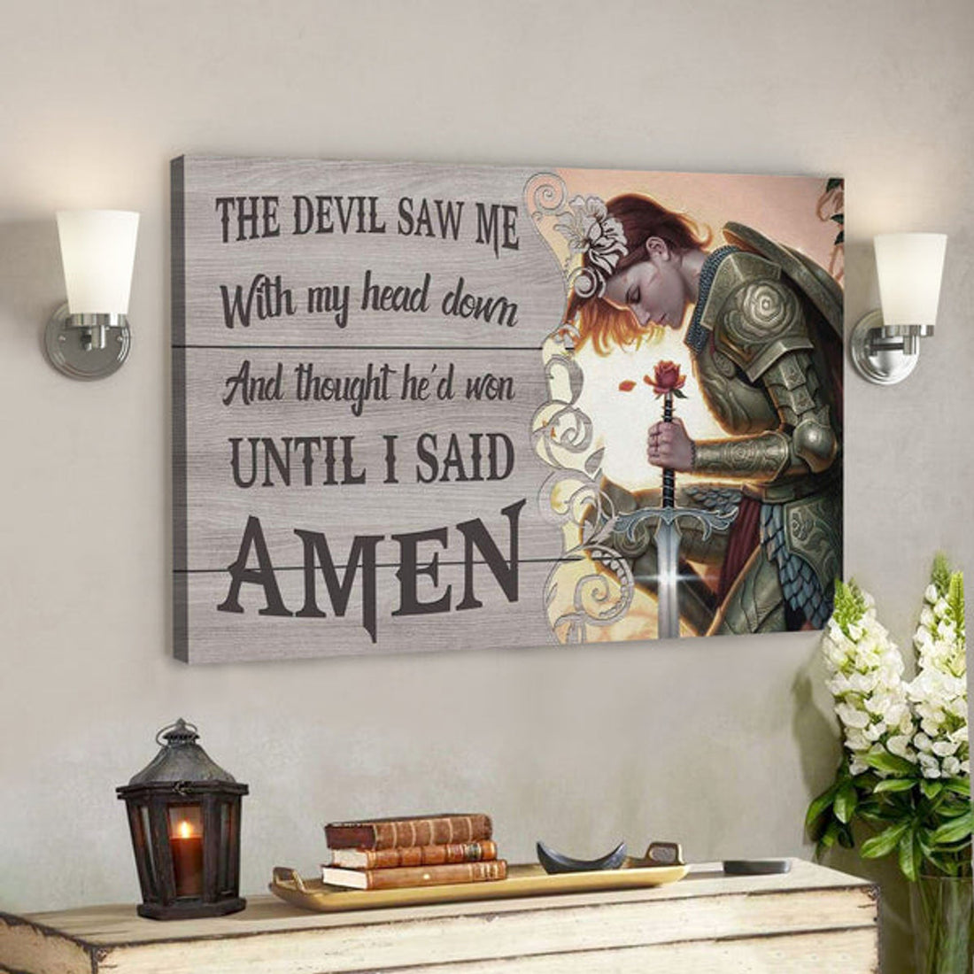 God Canvas Prints - Jesus Canvas Art - The Devil Saw Me With My Head Down Warrior Of Christ Wall Art Canvas 