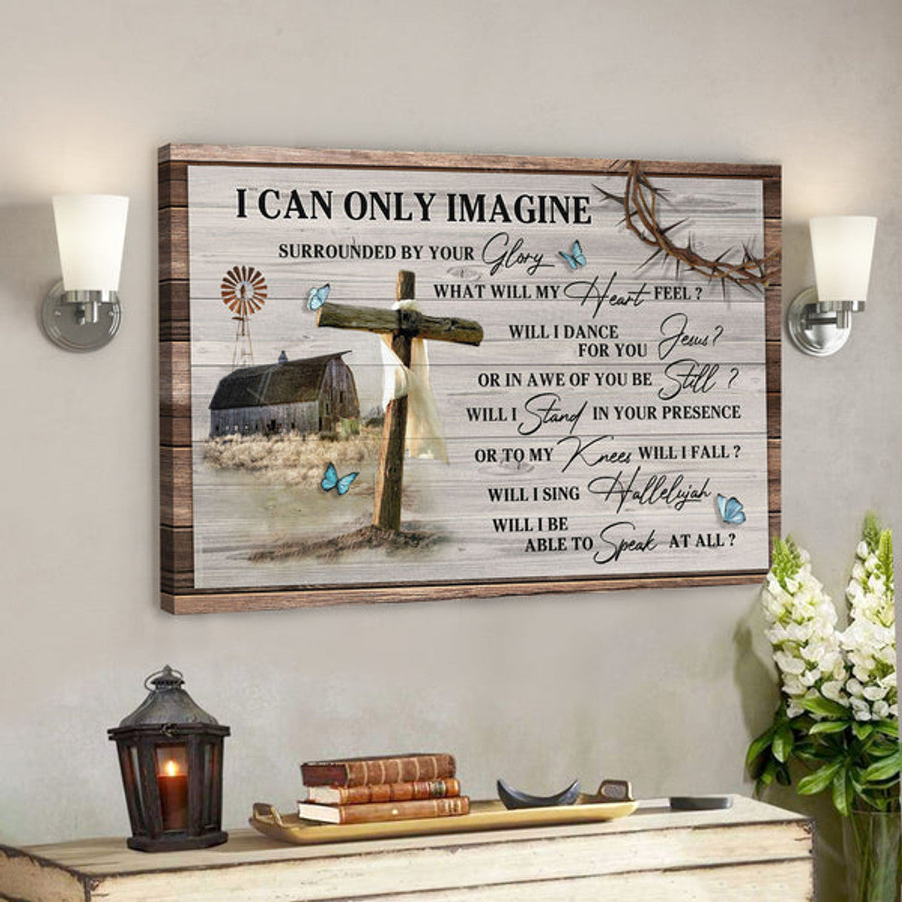 The Cross And Farm - I Can Only Imagine - Bible Verse Canvas - Scripture Canvas Wall Art 