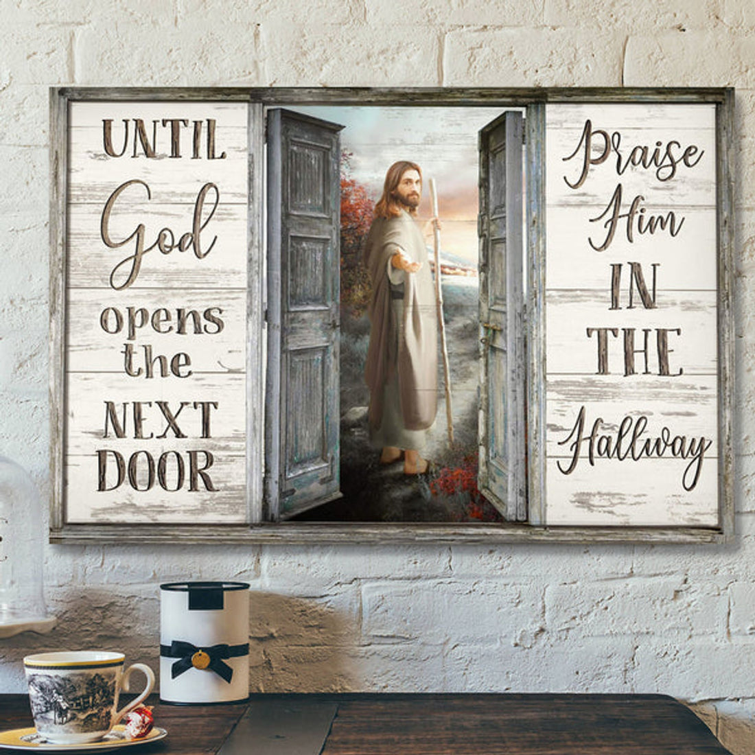 Take His Hand - Until God Opens The Next Door - Bible Verse Canvas - Scripture Canvas Wall Art