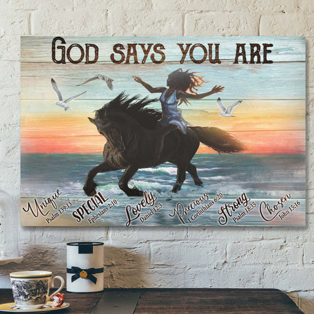 Girl Riding Horse - God Says You Are Canvas Wall Art - Bible Verse Canvas - Scripture Canvas Wall Art