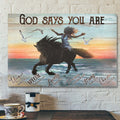 Girl Riding Horse - God Says You Are Canvas Wall Art - Bible Verse Canvas - Scripture Canvas Wall Art