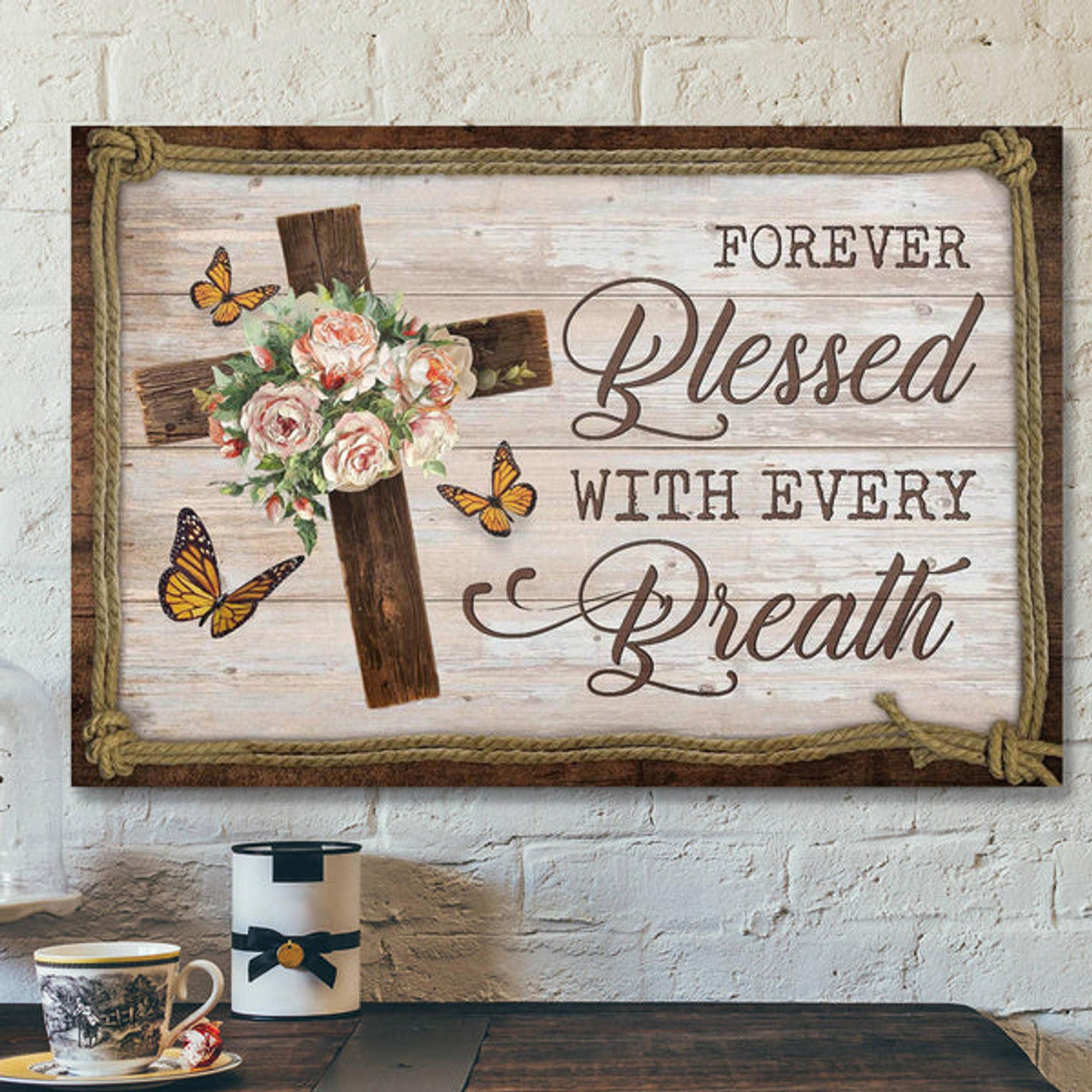 Forever Blessed With Every Breath Canvas Wall Art - Bible Verse Canvas - Scripture Canvas Wall Art