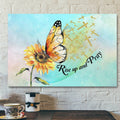 Bible Verse Canvas - Rise Up And Pray Butterfly Sunflower Christian Canvas Wall Art - Scripture Canvas Wall Art