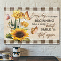 Bible Verse Canvas - Every Day Is A New Beginning Butterfly Sunflowers Wall Art Canvas - Scripture Canvas Wall Art