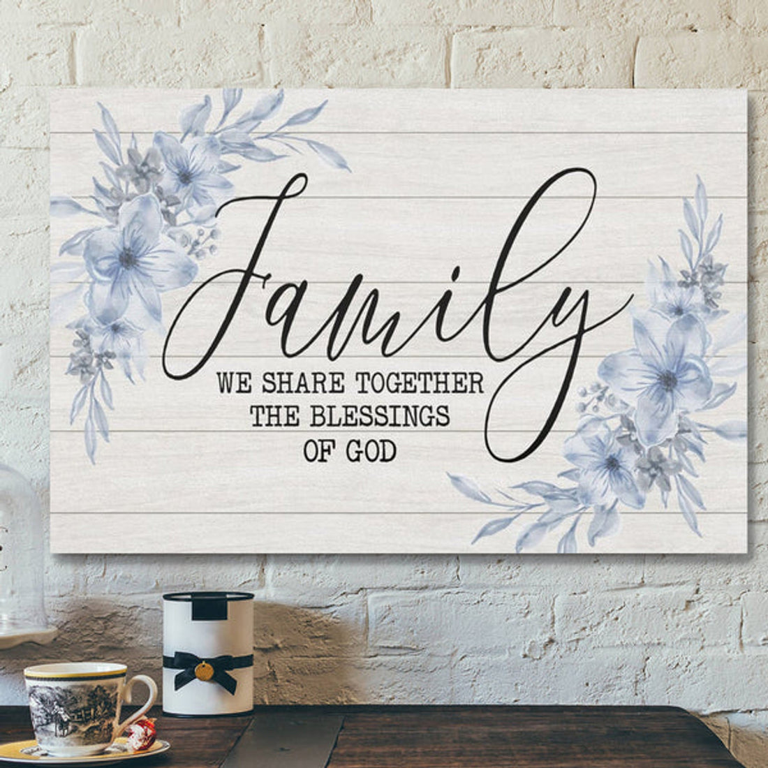 Bible Verse Canvas - Family We Share Together The Blessing Of God Canvas Art - Scripture Canvas Wall Art